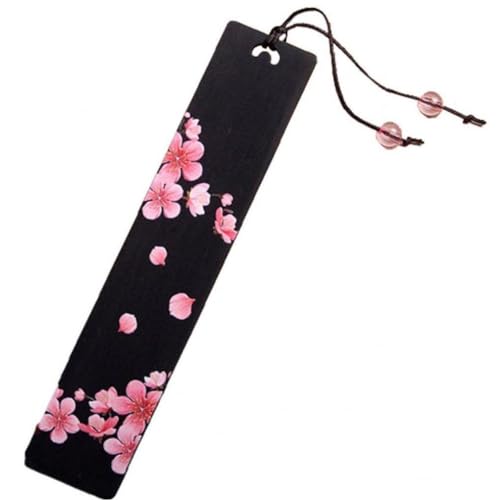 Gediio ブックマーク 木製しおり マーク 紐付き 和柄の花 桜 彫刻 本 伝統的 本好き おしゃれ 誕生日プレゼント