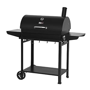 Royal Gourmet Barrel Charcoal Front Storage Basket, Backyard BBQ Party and Outdoor Cooking Grill on Clearance Prime with Wheels, Black, CC1830T, Silver