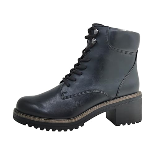 MARCO TOZZI Damen Stiefeletten zum Schnüren mit Blockabsatz mit Reißverschluss, Schwarz (Black), 37 EU