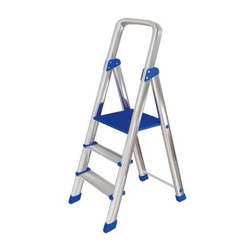 Leonardo Fai Da Te - scala pieghevole in alluminio 2+1 portata 150 kg EN 131 - scala antiscivolo in...
