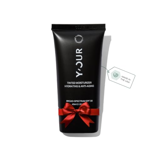Y’OUR Tinted Moisturizer: Hydrating & Anti-Aging SPF 30 with Dewy Finish; Sheer to Medium Buildable Coverage; Oil-Free for Dry, Oily & Combo Skin; 1.35 fl. oz, Made in USA (Medium)