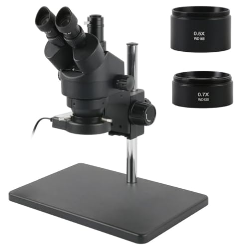 顕微鏡キット 産業ラボサイマル焦点 3.5X-90X ズームジュエリー彫刻 PCB はんだ修理ステレオ三眼顕微鏡カメラツール 顕微鏡レンズアダプター(With 0.5x 0.7x)