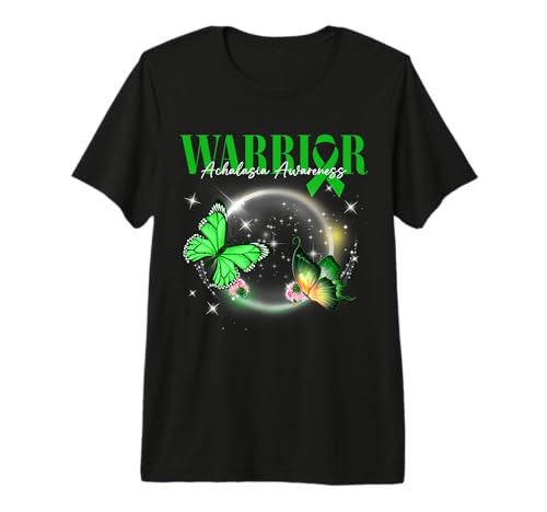 Achalasia Awareness Warrior Survivor Green Butterflies Premium Tri-blend T-Shirt