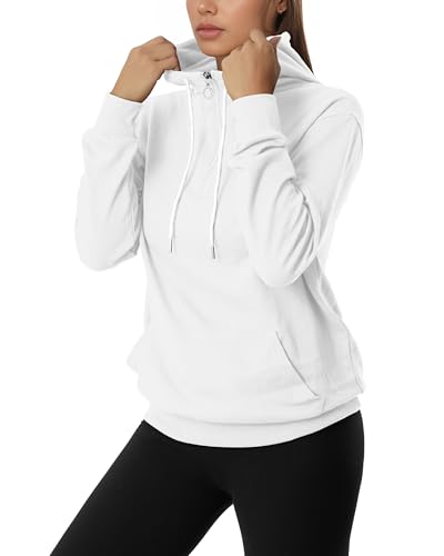 Image of GIVON Womens Casual Zip Up Hoodie Cotton Blend Soft Fabric Basic Layering Hooded Jacket with Kangaroo Pocket