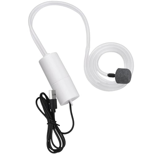 BLOOPIC USB エアーポンプ 水槽 水族館用酸素ポンプ 軽量 静音 ポータブル 電気を節約 便利な酸素供給 小型 エアレーション 魚の飼育に使える 釣り用 水槽用 水族館用 (ホワイト)のサムネイル