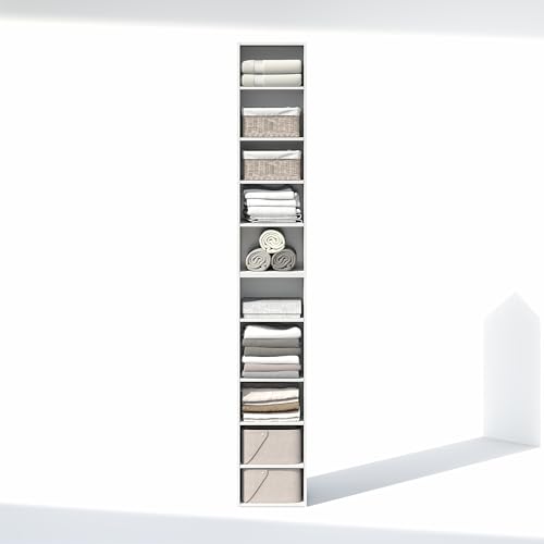 Image of Furinno PASIR 10-Tier Closet Organizers and Storage, Open Shelf, Storage Organizer, 12-Inch Width, for Closet, Bedroom, White
