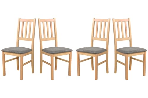 LeafDesign Lot de 4 chaises de cuisine - Chaise en hêtre massif - Chaise de salle à manger 120 kg - Lot de 4 chaises de salle à manger - Chaise en bois -...