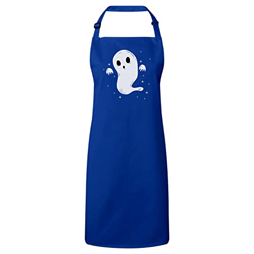 Tablier cuisine premium bleu au dessin illustration Halloween mignon