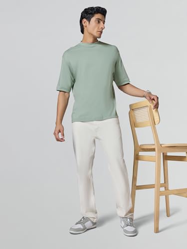 Image of XYXX Drift Oversized Tshirt for Men | 100% Combed Cotton | Solid Roundneck Drop Shoulders Half-Sleeve T Shirt
