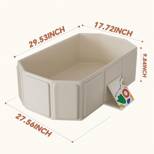 Image of Foldable Kids Bathtub, Portable Baby Bathtub for Newborns to Toddlers, Collapsible Toddler Bath Tub for Shower & Travel, Infant Bath Tub with Non-Slip Base, Space Saving, White