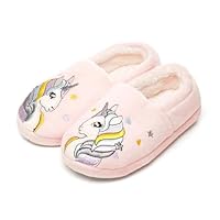 Moelund Girls Unicorn Slippers – Soft Plush Fleece Indoor House Shoes with Non-Slip Sole | Cozy Pink Slip-On Slippers for Kids (Sizes 9/10, 11/12, 13/1 UK Child)