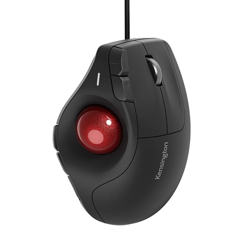 Image of Kensington TB675 Vertical Trackball Mouse Wired, Ergonomic Design, USB-C /USB-A Connection - Black (K72170WWMY)