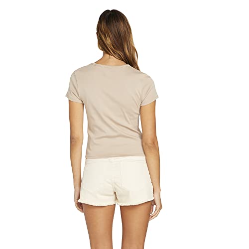Image of Volcom Women's Have a Clue Short Sleeve Tee - Fitted T-Shirt with Striped Neck Taping