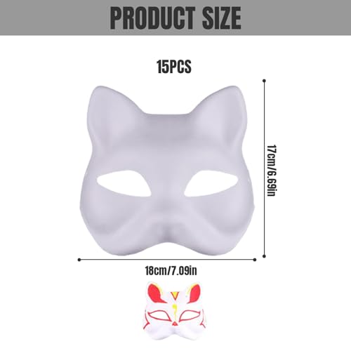 Máscaras de medio DIY pintables blancas con goma elástica para disfraces Halloween 5