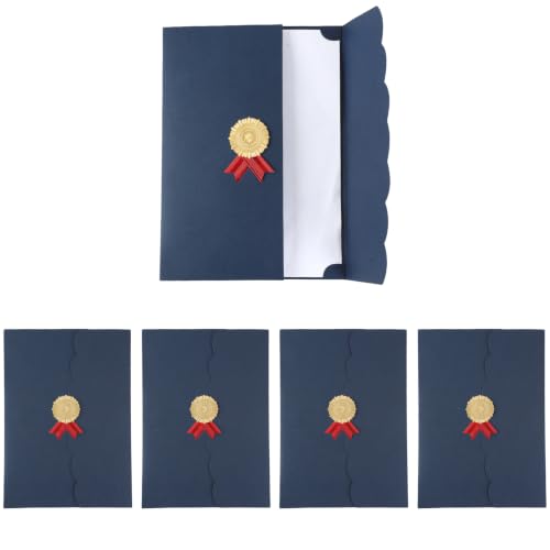 5Pcs Diplôme Porte-Certificat Honneur A4,Porte-Certificats,Trois Volets Couverture De Document,Titulaires Certificat Papier Pliable,Pochettes Bleu Pour Certificats,Pour Documents De Remise De Diplôme