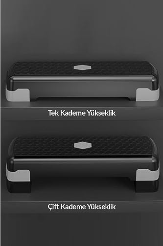 Slipt Step Tahtası 2 Kademeli Yükseklik Ayarlı Fitness Egzersiz Aleti 200kg Kapasiteli Siyah-Gri - Görsel 4