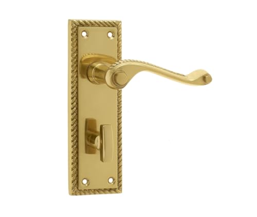 Image of Ironmongery Solutions® Jedo Georgian Suite Lever on Plate Traditional Interior Door Handle Set for Homes & Commercial Spaces – Fixings Included (Bathroom Plate)