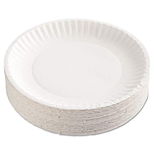 AJM Packaging CP9GOEWH Gold Label Coated Paper Plates, 9-Inch dia, White, 100/Pack, 10 Packs/Carton