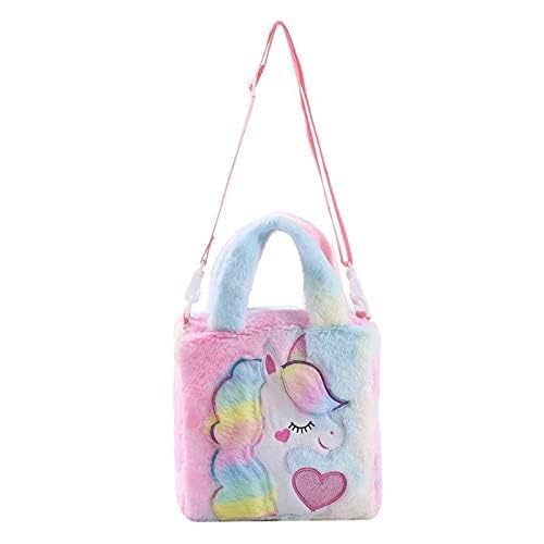 Lipzie Unicorn Bag Versatile Soft Fur Side and Sling Bag for All Ages Stylish, Floppy, and Multicolored Perfect for Girls on the Go to Store Essentials with Ease and Flair