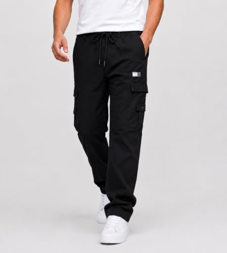 Image of DEELMO Cargo Pant for Men | Cotton Cargo's Pant | Men's Cotton Cargo Trousers | Elastic Drawstring Waist Straight Fit | Comfortable Breathable Cargos for Casual to (Available in Pluse Size)