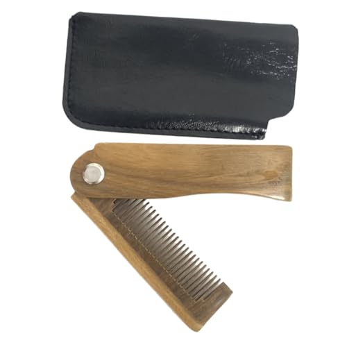 FOYTOKI 1Set Portable Folding Mustache Comb with Case Sandalwood Hair Accessory for Men for Grooming Beards and Mustaches Compact Pocket Comb