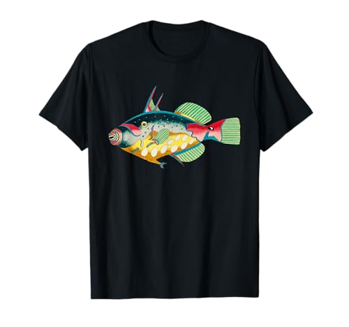Colorido Pez Marina Animal Científico Vintage Ilustración Camiseta