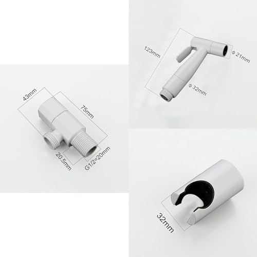 Kit de ducha de mano para inodoro blanco con soporte de pared 3