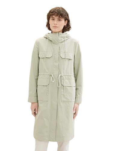 TOM TAILOR Damen Parka Mantel mit Kapuze, 34895 - Desert Green, L