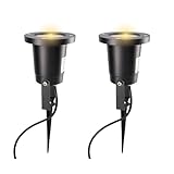 Jandei - 2 x Foco Pica LED Exterior 6W con Pincho, para bombilla GU10, IP65, Luz Cálida 3000k, 240V, Ø10cm, Altura 30cm Cable 1,5m Enchufe Schuko. Ideal para Jardín, Caminos y Macetas.