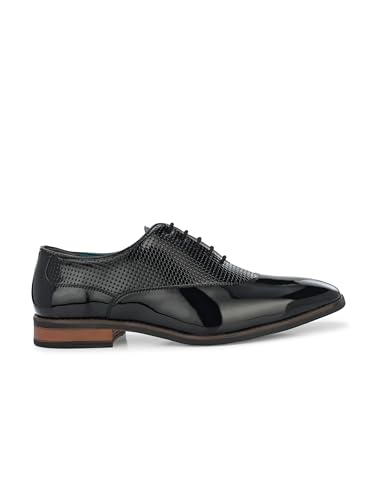 Image of San Frissco Men's Formal Shoes Textured Leatherette Glossy Lace Up Derbys /Soft Cushioned Footbed with TPR Sole /Stylish, Trending, Elegant for Office and Party
