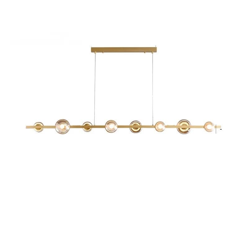 Lustre suspendu LED moderne doré de 160 cm avec éclairage neutre pour grand salon