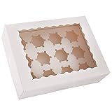 Tcoivs 20-Set Cupcake Boxes Hold 12 Standard Cupcakes, White Cupcake Containers, Auto-Popup...