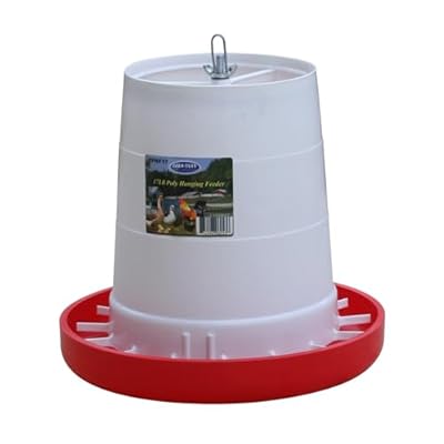FARM-TUFF Hanging Poultry Feeder, 17lb Capacity - BPA-Free Plastic Chicken Feeder with Adjustable Feed Flow - Semi-Opaque Gravity-Fed Design for Backyard Flocks, Ducks & Turkeys