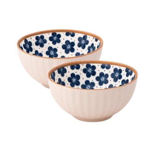 Image of Ceramic Dinner Plates Set of 2, 8 Inch Porcelain Salad Dessert Round Plates, Microwave, Oven and Dishwasher Safe, Kitchen Plates, Serving Dishes Plates (1 Plate 2 Bowl Big Flower Print, 1)