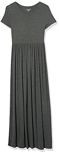 Image of Amazon Essentials Women's Short-Sleeve Fitted Waisted Maxi Dress (Available in Plus Size)