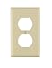 Leviton 80703-I 1-Gang Duplex Device Receptacle Wallplate, Standard Size, Thermoplastic Nylon, Device Mount, Ivory