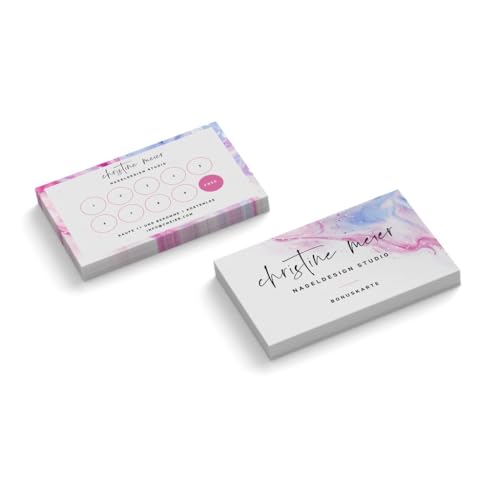 Bonuskarten | personalisiert mit Text | Weiß Pink Blau | 2-seitig | Querformat | Menge zur Auswahl | Treuekarten | Stempelkarten | Nageldesign | Nagel Studio (250 Stück) Bonuskarten | personalisiert mit Text | Weiß Pink Blau | 2-seitig | Querformat | Menge zur Auswahl | Treuekarten | Stempelkarten | Nageldesign | Nagel Studio (250 Stück)