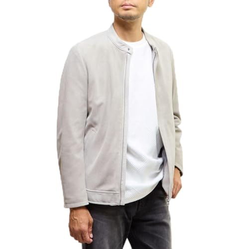 [メンズメルローズ] ラムスプリットレザー/シングルライダースブルゾン 01グレージュ 4(L)