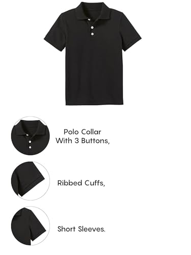 Image of Galaxy by Harvic Polo Shirt for Boys - 5 Pack School Uniform for Boys, Tagless Cotton Blend - Soft Comfortable Everyday Wear