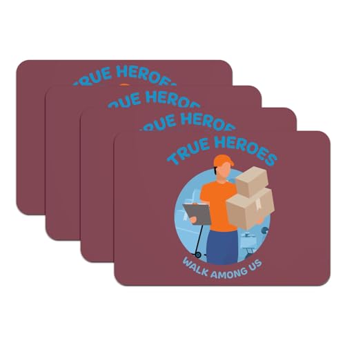 Sets de table rouge True Heroes Deliveryman grand format caoutchouc 4 pièces