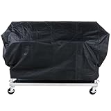 Glownary 60-Inch Vinyl Grill Cover for Backyard Pro, Black, Heavy-Duty, Weather-Resistant, for Outdoor Propane and Charcoal Grills