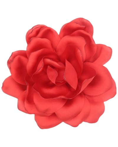 LOZTBUE 1 pezzo spilla fiore rosa, spilla mussola grande, fermaglio per capelli, classico, elegante, fatto a mano, fiore, adatto per matrimonio, festa, danza (Rosso chiaro)