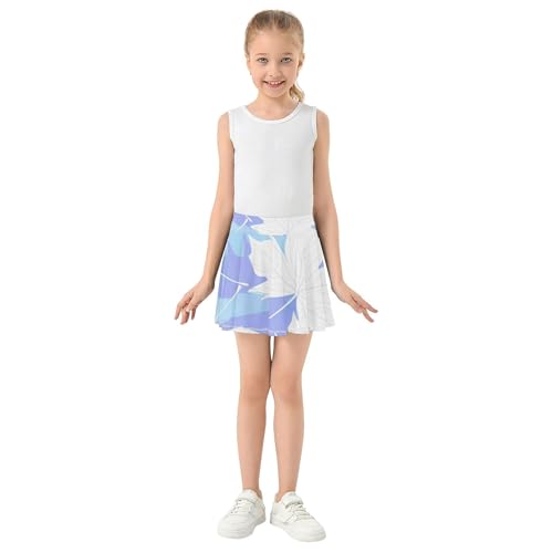 Joisal Girls Skorts Athletic Shorts Toddler Tennis Skirts Kid Teen School Maple Leaves Pastel Blue Light White 3t3