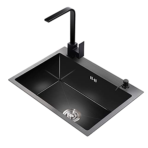 GLFNB Fregadero de Cocina de 27 Pulgadas, de un Solo Recipiente, de Montaje Inferior, Rectangular de Acero Inoxidable, con Sistema de Drenaje.