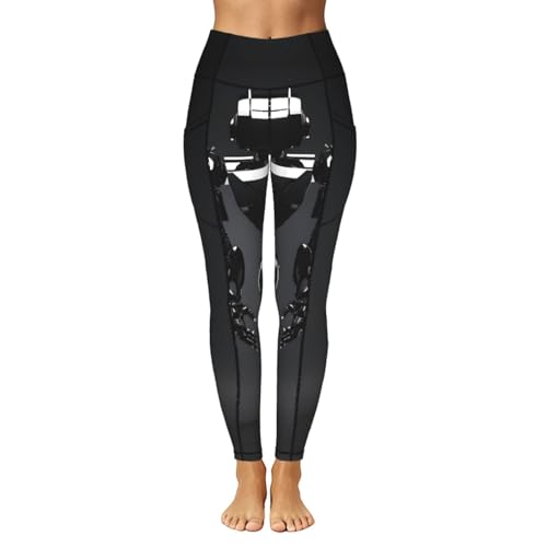 Pantalones de yoga para mujer anti-desplazamiento: leggings negros de robot comodos 2