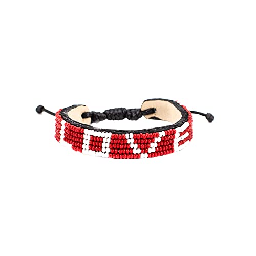 Ubuntu Life Love Beaded Leather Bracelet – Handmade Glass Bead Bracelet With Slide Closure And Genuine Leather, Stackable Boho Bracelets For Women And Men (Red/White) #TOP28