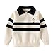 Meufam Boys/Girls Striped Knit Polo Collar Sweater Comfy Long Sleeve Button Baby Pullover Toddler Embroidery Sweatshirt (Beige,120/4-5 Y,Unisex,Big Kid,US,Age,4 Years,5 Years)