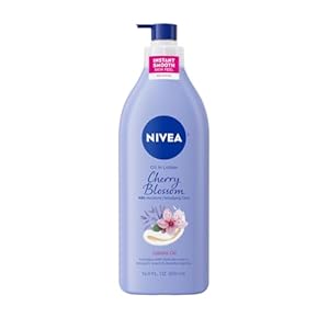 NIVEA Oil Infused Cherry Blossom and Jojoba Oil Body Lotion for Women, Fast-Absorbing and Non-Greasy Cherry Blossom Scented Lotion Moisturizes for 48 Hours, 16.9 Fl Oz Pump Bottle