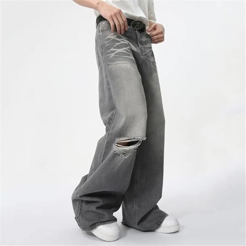 Men's Wear Jeans Straight Wide Leg Denim Pants Loose Contrast Color Bottoms Clothing3