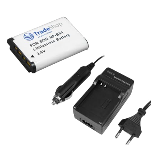 OFERTA Trade Shop – Kit de cámara batería de ion de litio + cargador de batería con adaptador de coche para Sony Cybershot DSC RX100 RX de 100 equivalente a NP BX1 NPBX1 NP BX 1